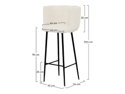 Set de 2 sillas de bar de tela rizada beige 75 cm - Rosy