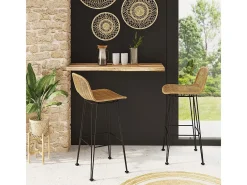 Set de 2 sillas de bar de resina tejida marrón 76 cm - Jigani