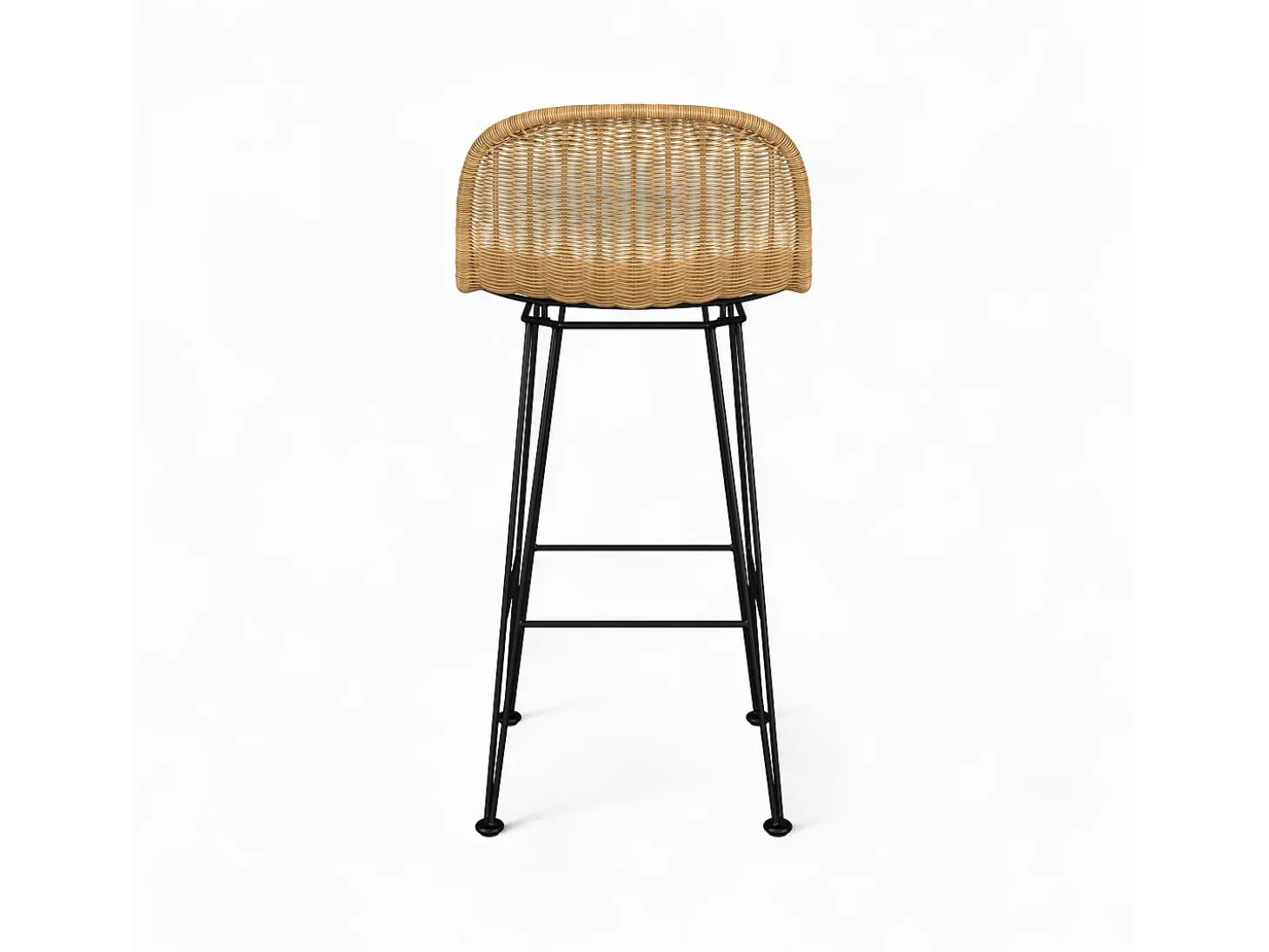 Set de 2 sillas de bar de resina tejida marrón 76 cm - Jigani