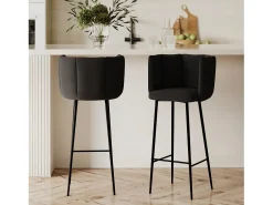Set de 2 sillas de bar de terciopelo negro - Rosy