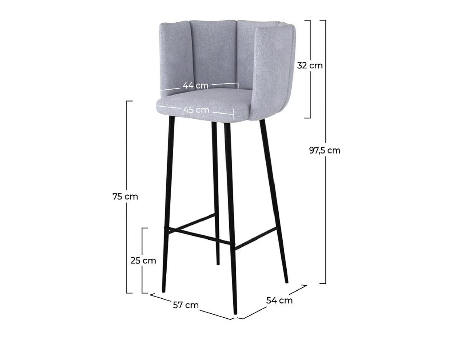Set de 2 sillas de bar de terciopelo gris claro 75 cm - Rosy
