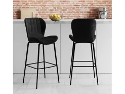 Set de 2 sillas de bar en terciopelo negro 75 cm - Mazzia