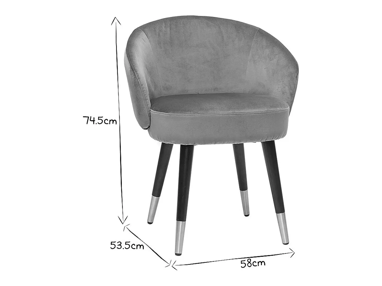Set de 2 sillas de diseño de terciopelo gris y patas de metal negro BRIZO