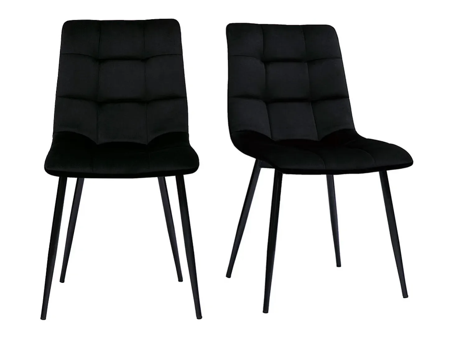 Set de 2 sillas de diseño de terciopelo negro y metal negro MAXWELL