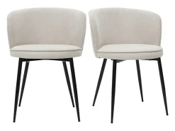 Set de 2 sillas de diseño tejido efecto aterciopelado beige SERIF