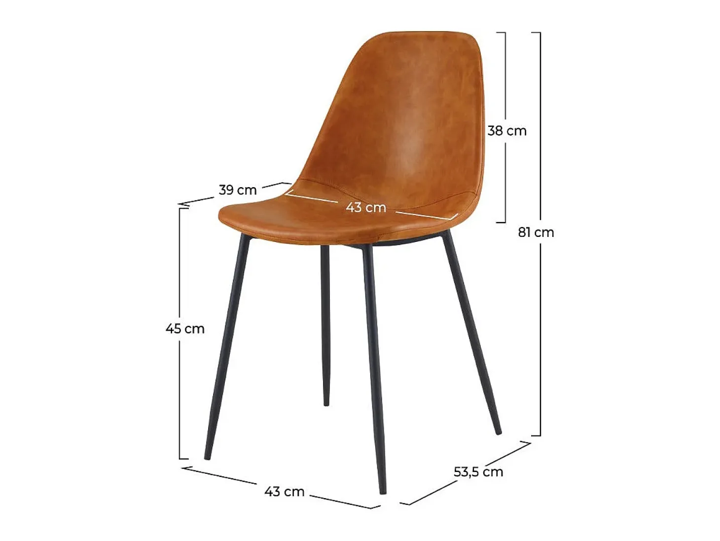 Set de 2 sillas de piel sintética camel - Henrik