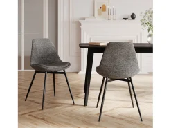 Set de 2 sillas de tejido gris oscuro con patas de metal - Filipi