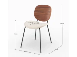 Set de 2 sillas de tela beige jaspeado y madera - Simone