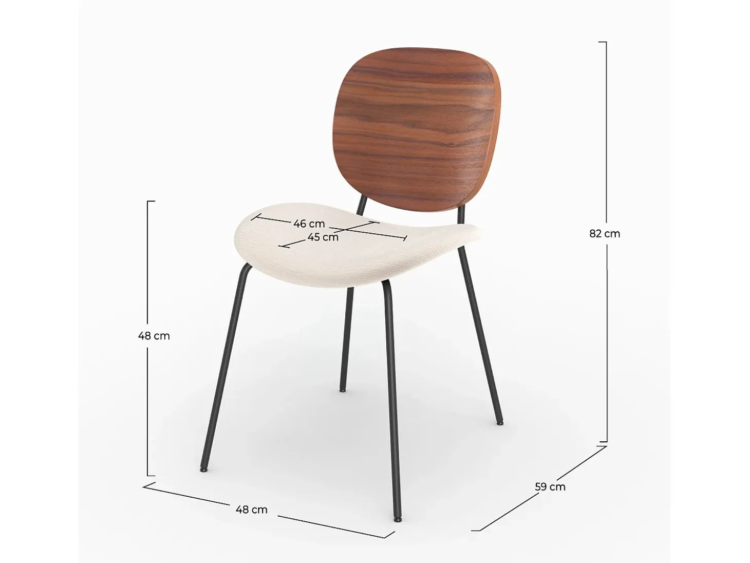 Set de 2 sillas de tela beige jaspeado y madera - Simone