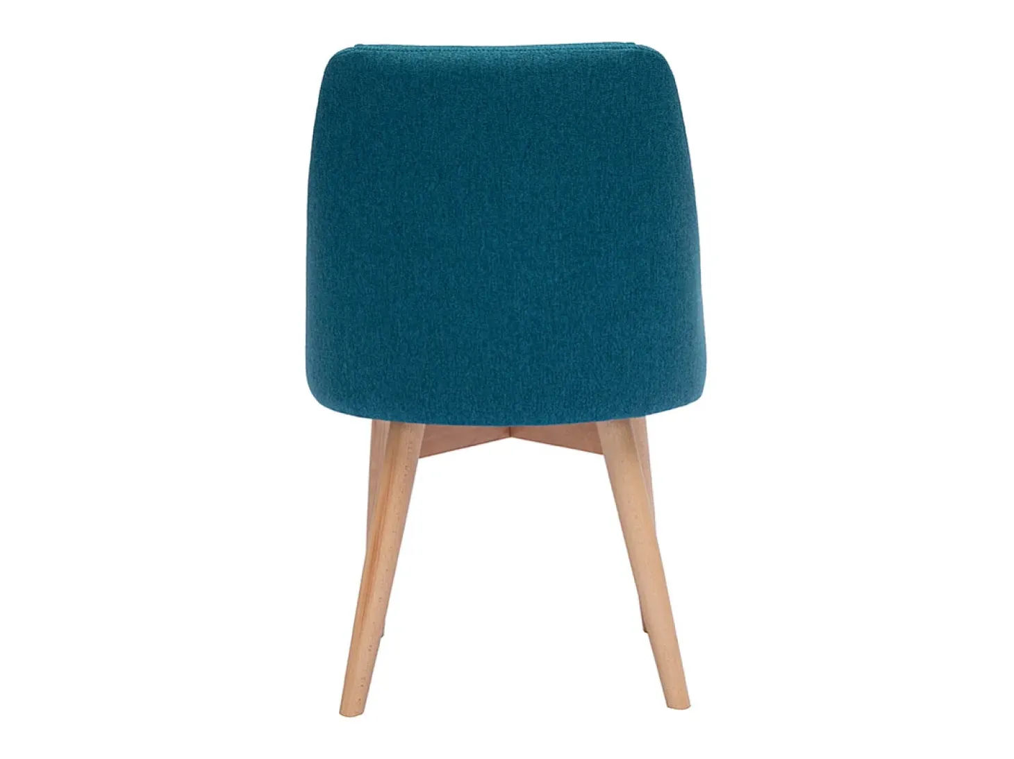 Set de 2 sillas de tela efecto aterciopelado texturizado azul petróleo y madera clara maciza HIGGINS