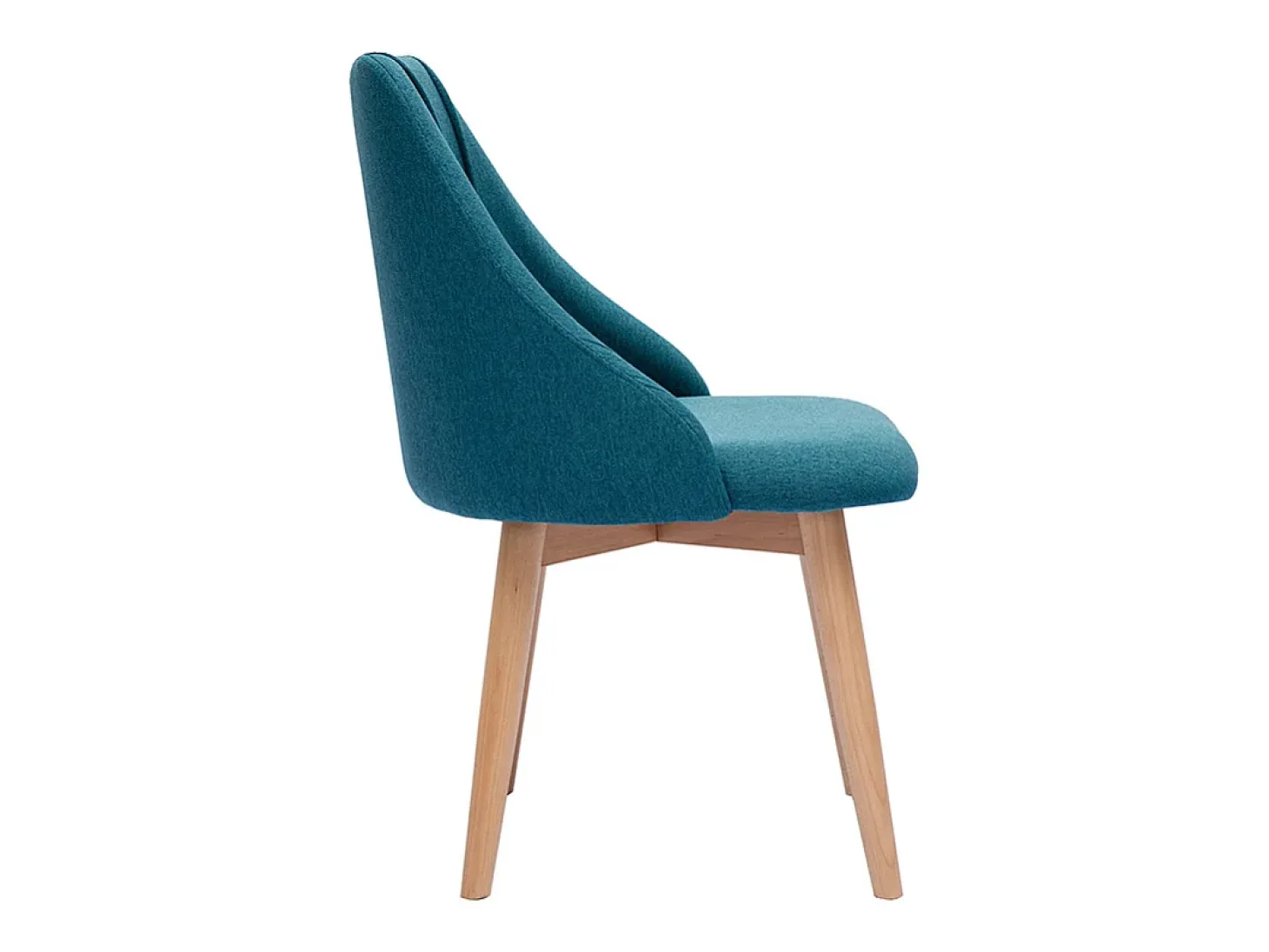Set de 2 sillas de tela efecto aterciopelado texturizado azul petróleo y madera clara maciza HIGGINS