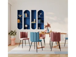 Set de 2 sillas de terciopelo azul con patas de metal negro - Rosy