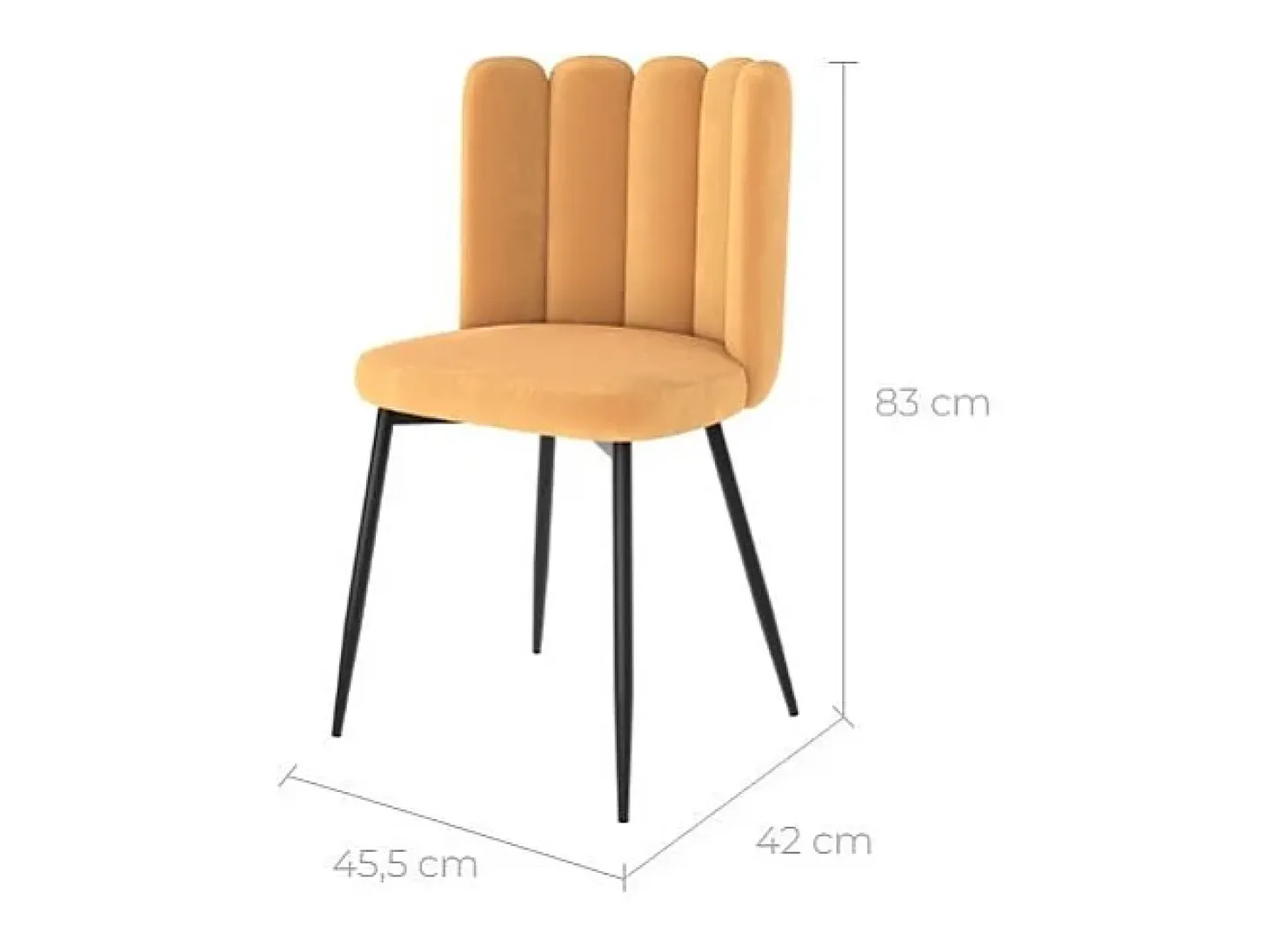 Set de 2 sillas de terciopelo amarillo con patas de metal - Rosy