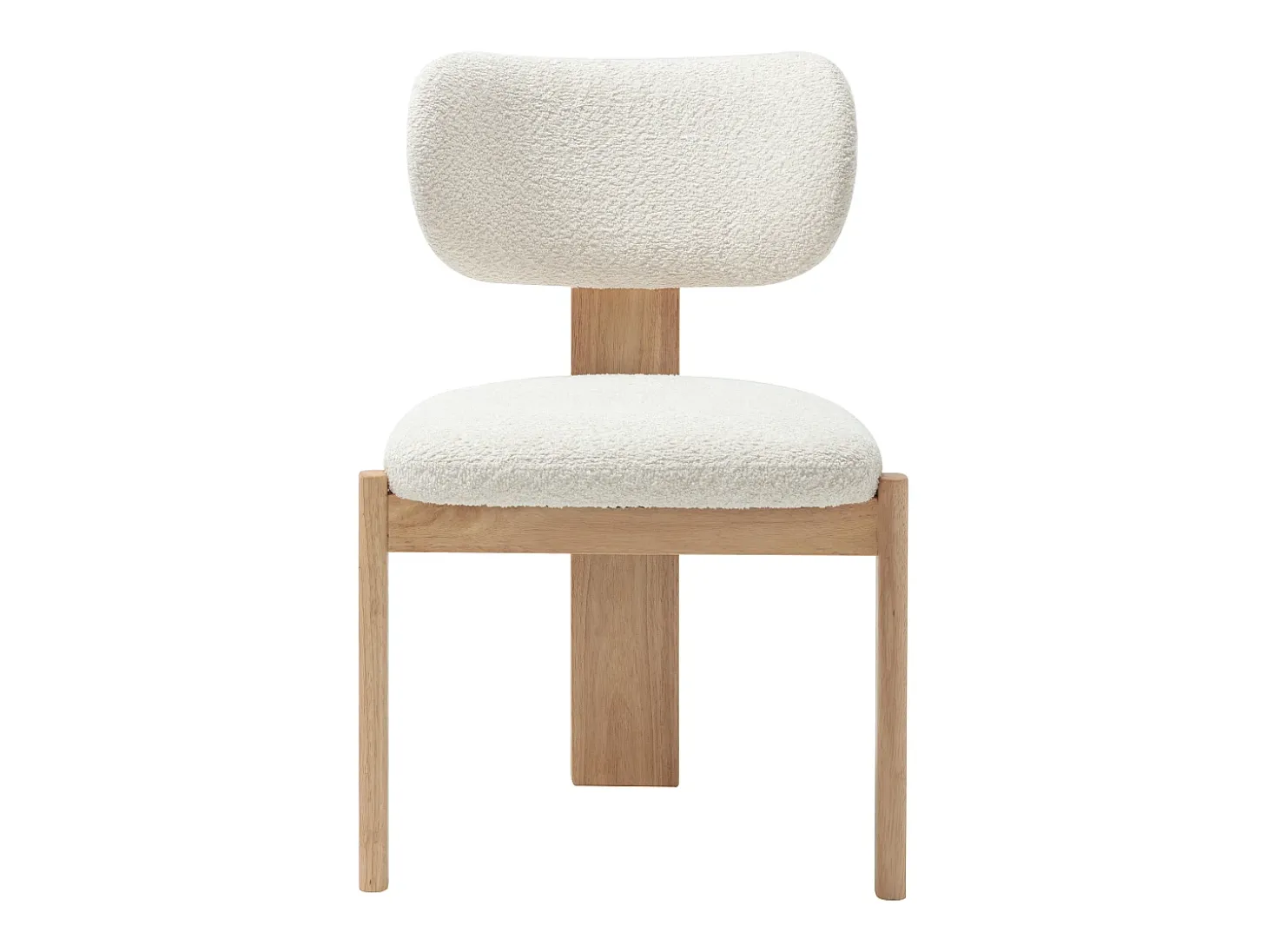 Set de 2 sillas en tejido de rizo y madera de hevea - Blanco - WILANA