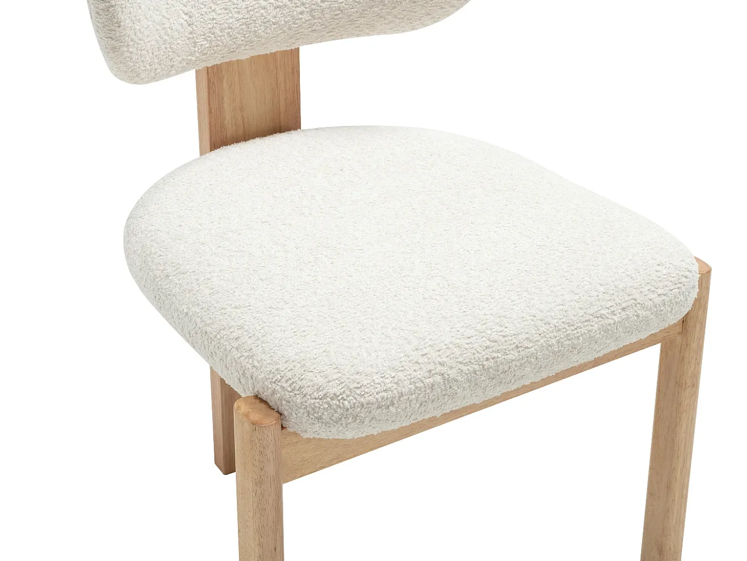 Set de 2 sillas en tejido de rizo y madera de hevea - Blanco - WILANA