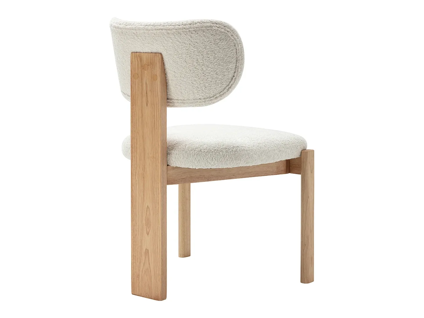 Set de 2 sillas en tejido de rizo y madera de hevea - Blanco - WILANA