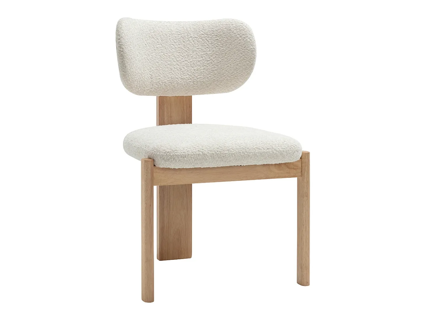 Set de 2 sillas en tejido de rizo y madera de hevea - Blanco - WILANA