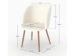 Set de 2 sillas en tejido bouclé beige con patas marrones - Swan