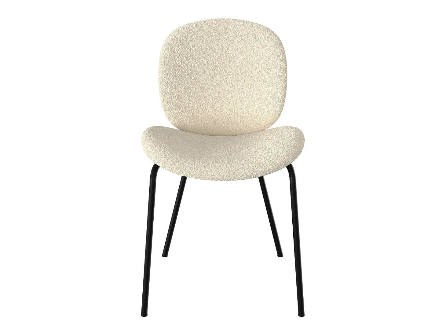 Set de 2 sillas en tejido bouclé beige y patas de metal negro - Iris