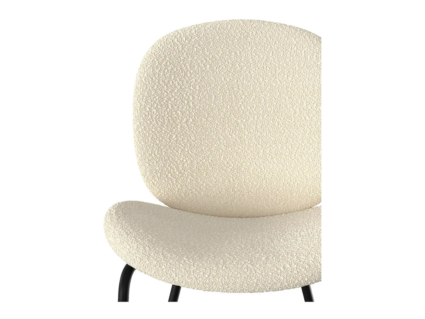 Set de 2 sillas en tejido bouclé beige y patas de metal negro - Iris