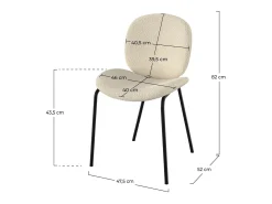 Set de 2 sillas en tejido bouclé beige y patas de metal negro - Iris