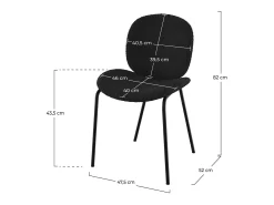 Set de 2 sillas en tejido bouclé negro y patas de metal negro - Iris