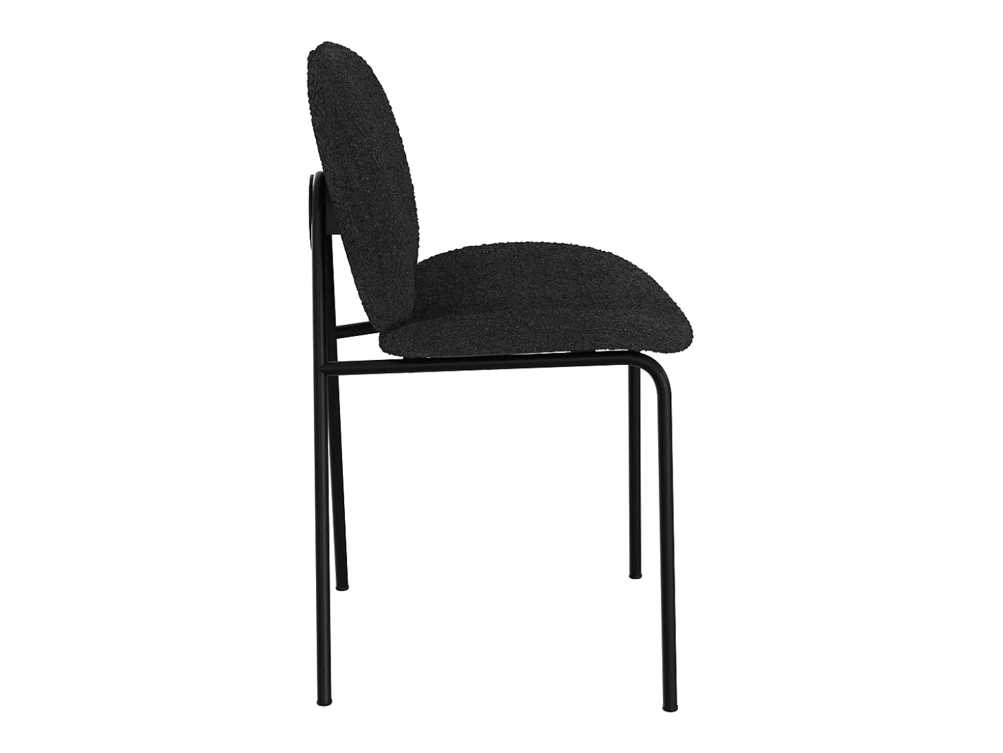 Set de 2 sillas en tejido bouclé negro y patas de metal negro - Iris