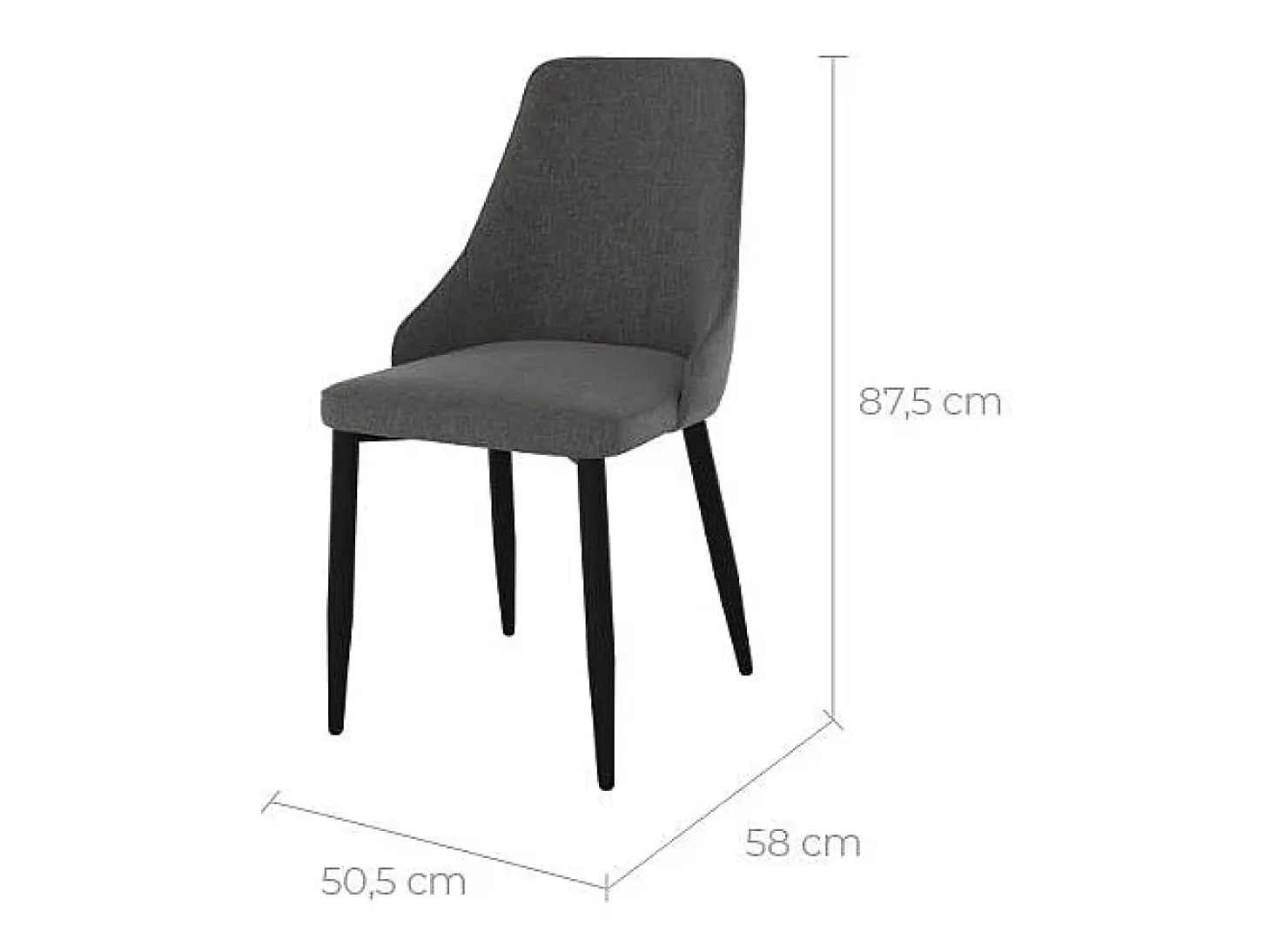 Set de 2 sillas en tela gris oscuro con patas de metal - Pipo