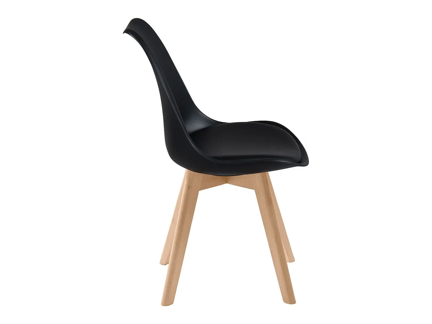 Set de 2 sillas escandinava negra con patas de madera - Skandi