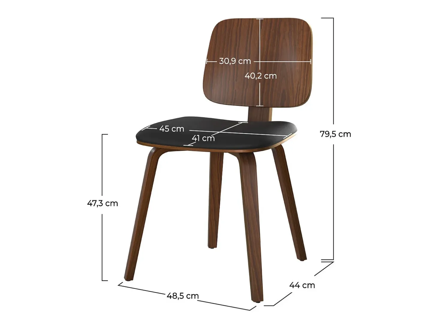Set de 2 sillas Flow en madera y PU negro - Flow