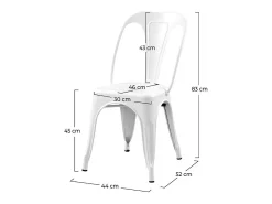 Set de 2 sillas Indus blancas mate de metal con acabado mate