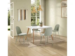 Set de 4 sillas Kana Verde, patas metálicas y asiento tapizado