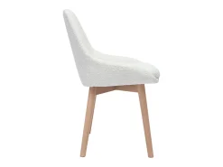 Set de 2 sillas nórdicas de borreguillo blanco y madera clara maciza HOLO