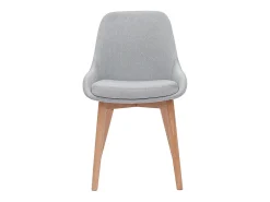 Set de 2 sillas nórdicas de tela gris clara y madera clara maciza HOLO