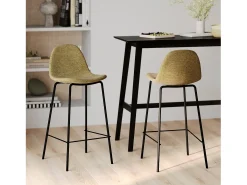 Set de 2 sillas para isla central en tela verde kaki 65 cm - Henrik