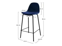 Set de 2 sillas para isla de cocina en terciopelo azul oscuro 65 cm - Henrik