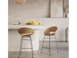 Set de 2 sillas para isla de cocina en resina trenzada natural 65 cm - Rava