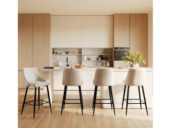 Set de 2 sillas para isla de cocina en tela beige 66,5 cm - Pipo