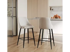 Set de 2 sillas para isla de cocina en tela beige 66,5 cm - Pipo