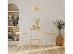 Set de 2 sillas para isla de cocina en mimbre natural 66 cm - Tamara