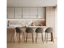 Set de 2 sillas para isla de cocina en tela gris 65 cm - Misty
