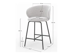 Set de 2 sillas para isla central en tela gris claro 68 cm - Cécilia