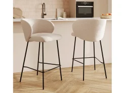 Set de 2 sillas para isla central en tela beige 68 cm - Victoria