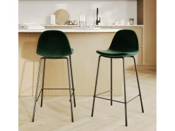 Set de 2 sillas para isla de cocina en terciopelo verde oscuro 65 cm - Henrik