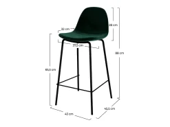 Set de 2 sillas para isla de cocina en terciopelo verde oscuro 65 cm - Henrik
