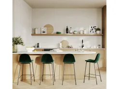 Set de 2 sillas para isla de cocina en terciopelo verde oscuro 65 cm - Henrik