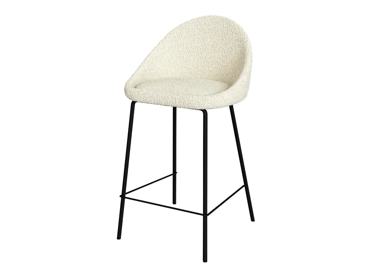 Set de 2 sillas para isla de cocina blancas efecto lana 65 cm - Misty