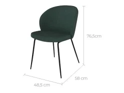 Set de 2 sillas verdes en tejido bouclé con base de metal - Groom