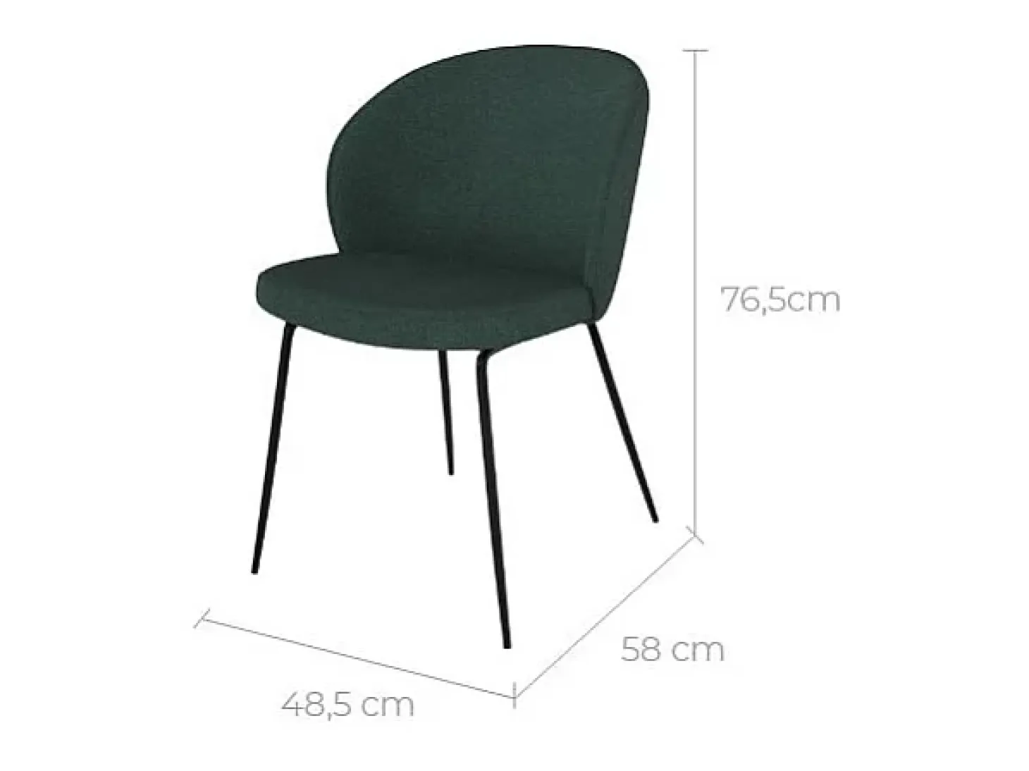 Set de 2 sillas verdes en tejido bouclé con base de metal - Groom