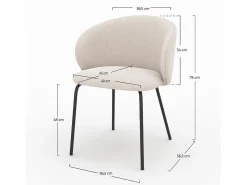 Set de 2 sillas Victoria en tela beige y patas de metal negro - Victoria